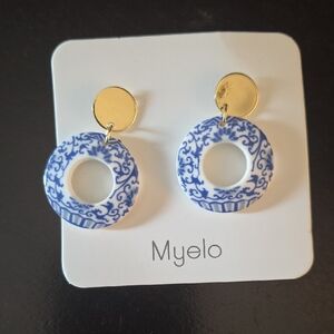 Blue and Gold Earrings